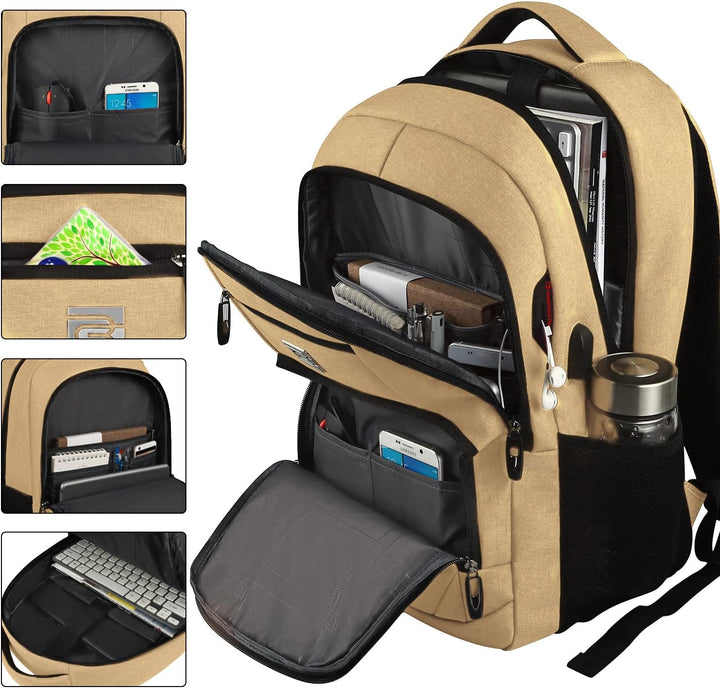 Modern anti-theft laptop backpack featuring a USB port, ideal for commuters & students.