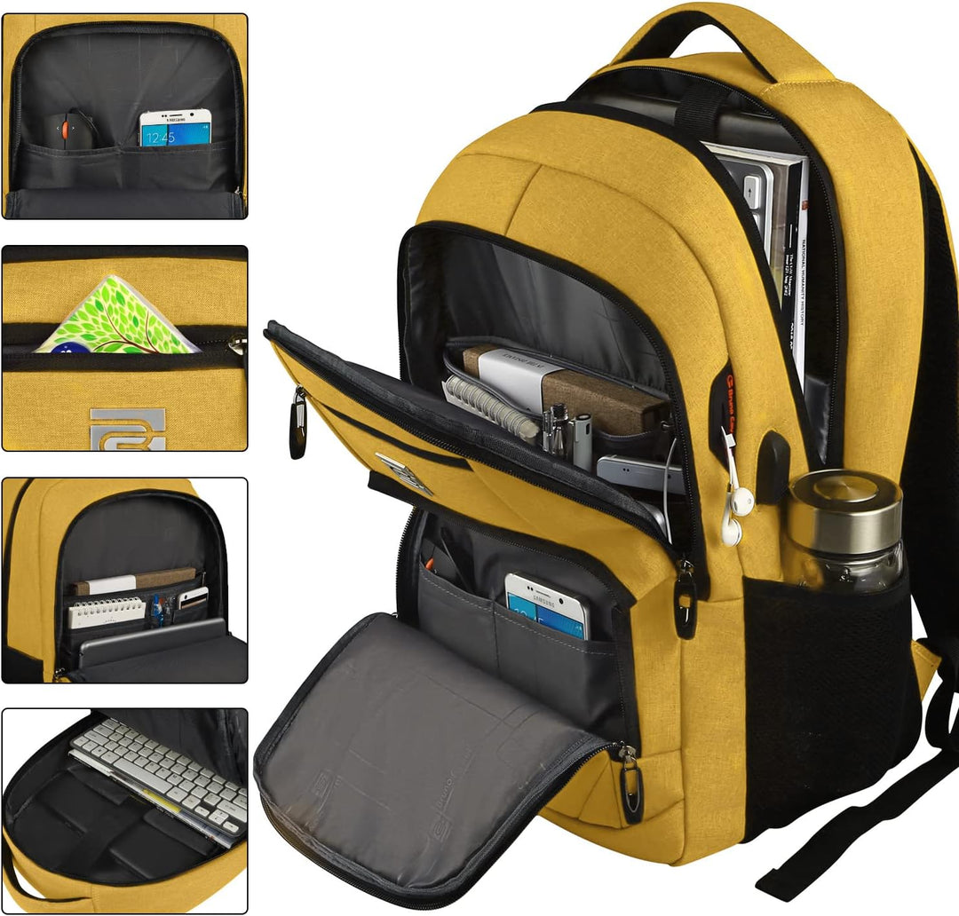 Contemporary anti-theft laptop backpack with USB charging, ideal for busy city life.