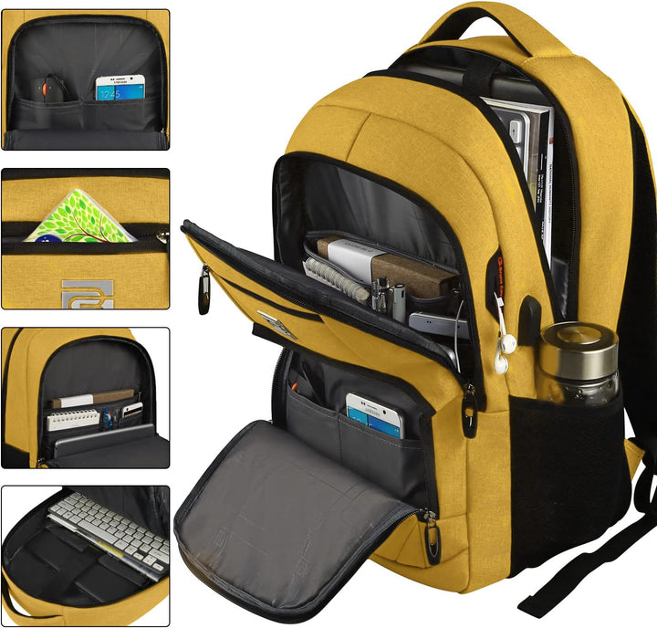 Contemporary anti-theft laptop backpack with USB charging, ideal for busy city life.