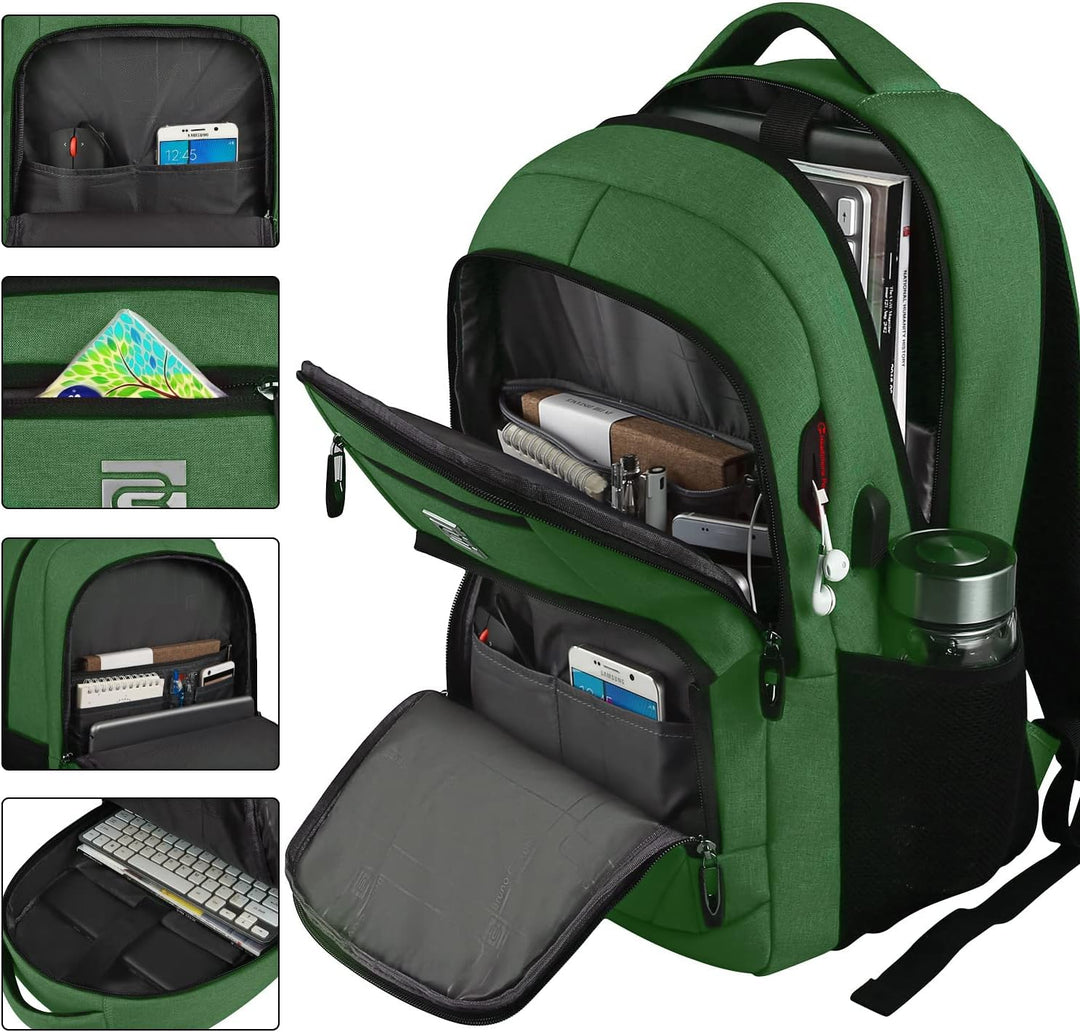 Multi-purpose anti-theft backpack with USB port, suitable for work, school, and leisure.