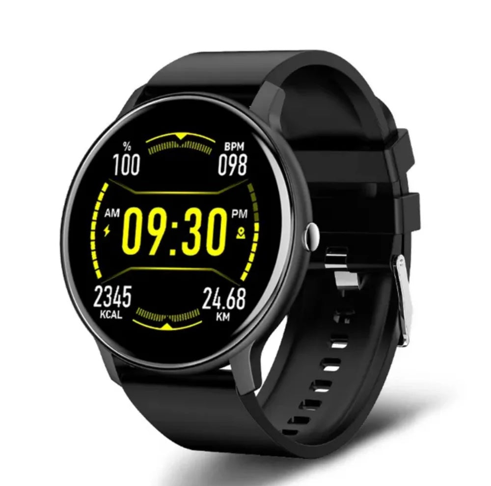 "Unisex smartwatch with fitness tracking, sleek design, available in blue; perfect for active lifestyle and style-conscious u