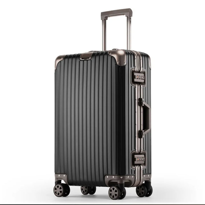 Unisex carry-on hard shell travel luggage, Tirana model, with spinner wheels for efficient airport navigation.