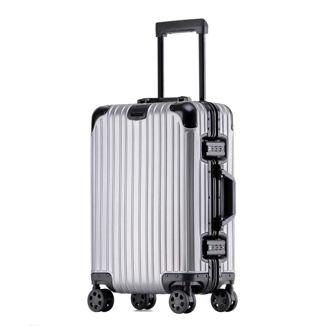 Sleek Tirana aluminium-magnesium hard shell luggage. Durable, stylish, with spinner wheels for all travel.