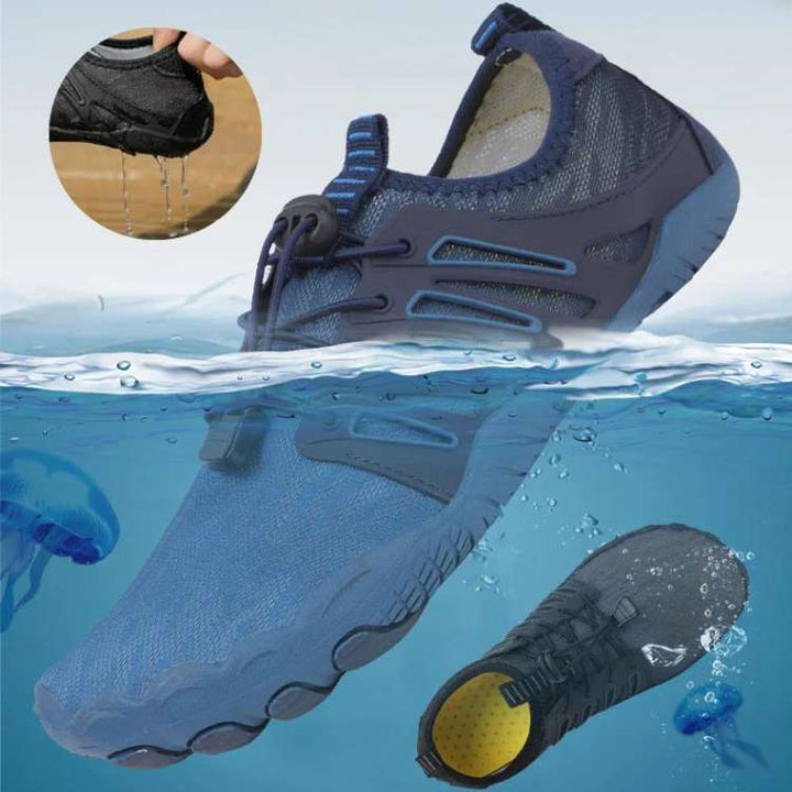 "Unisex TrailFlex Pro Barefoot Shoes with elastic upper, breathable material, ultra-thin sole and non-slip grip."