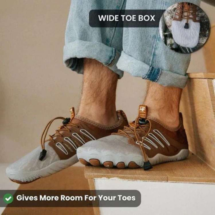 "Unisex TrailFlex Pro Barefoot Shoes with elastic upper, breathable material, ultra-thin sole and non-slip grip."