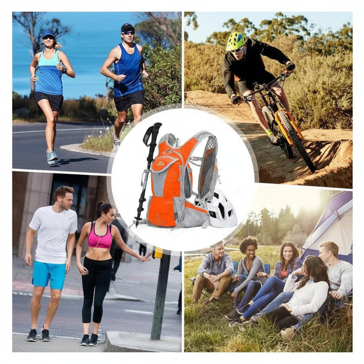 Sleek unisex waterproof hydration backpack, engineered for comfort & durability on trails.