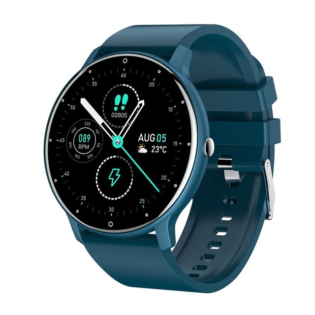 Unisex ultra-slim smartwatch with a black strap, perfect for fitness tracking and daily notifications.