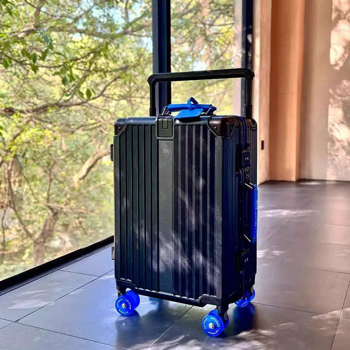 Durable hardshell suitcase, Valencia Voyager model, ideal secure travel gear for adventurers.