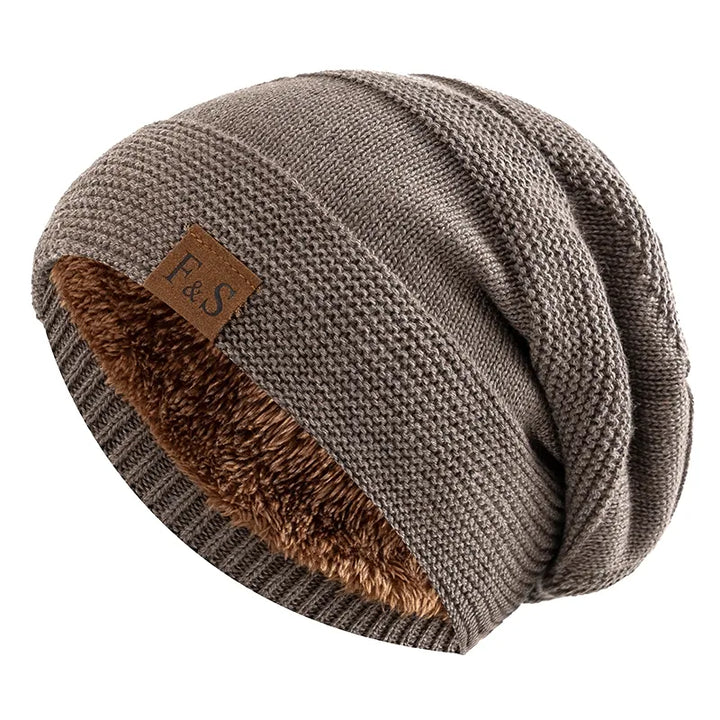 Unisex warm winter beanie hat with soft fleece lining. Perfect for cold weather protection & style.