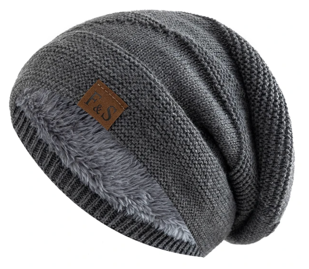 Khaki unisex warm winter beanie hat with cozy fleece lining for superior cold weather comfort.