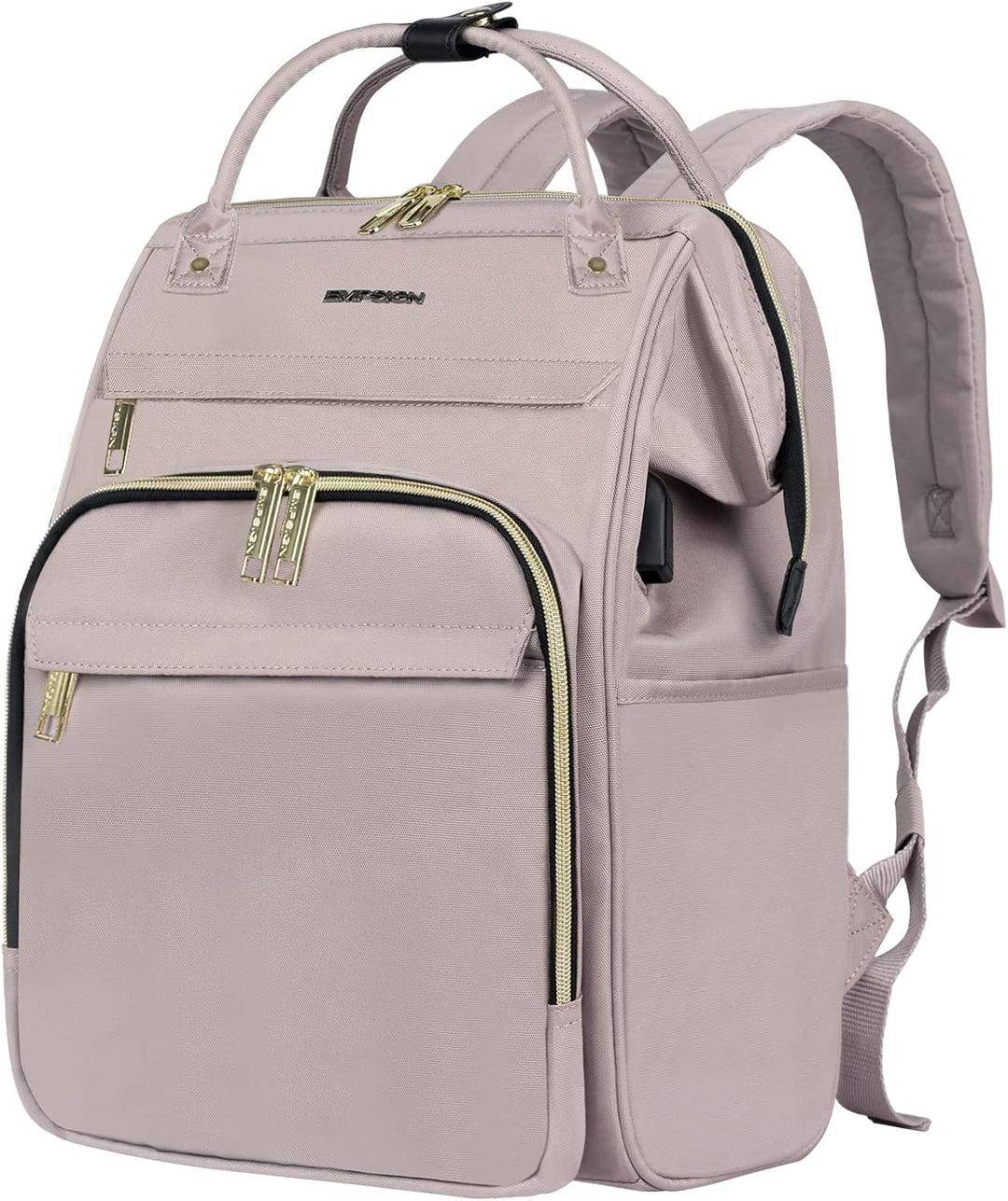 Everyday carry backpack: water-resistant, expandable, RFID security, USB charging.