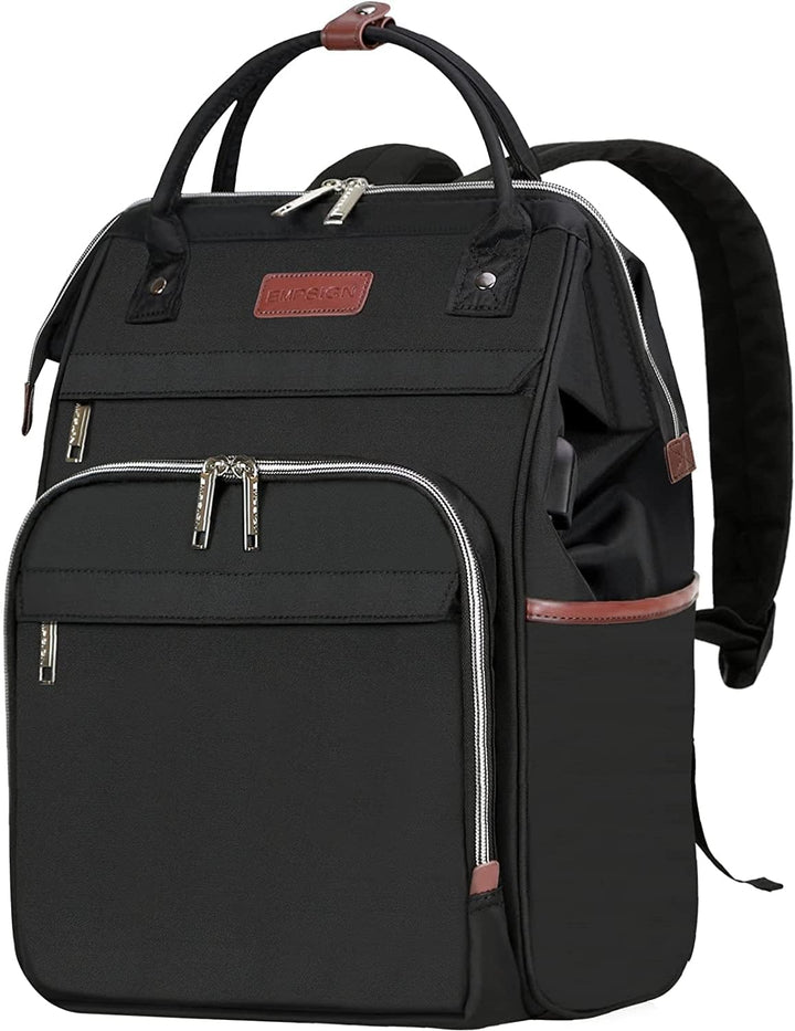 Modern commuter backpack: water-repellent, expandable, RFID protected, built-in USB.