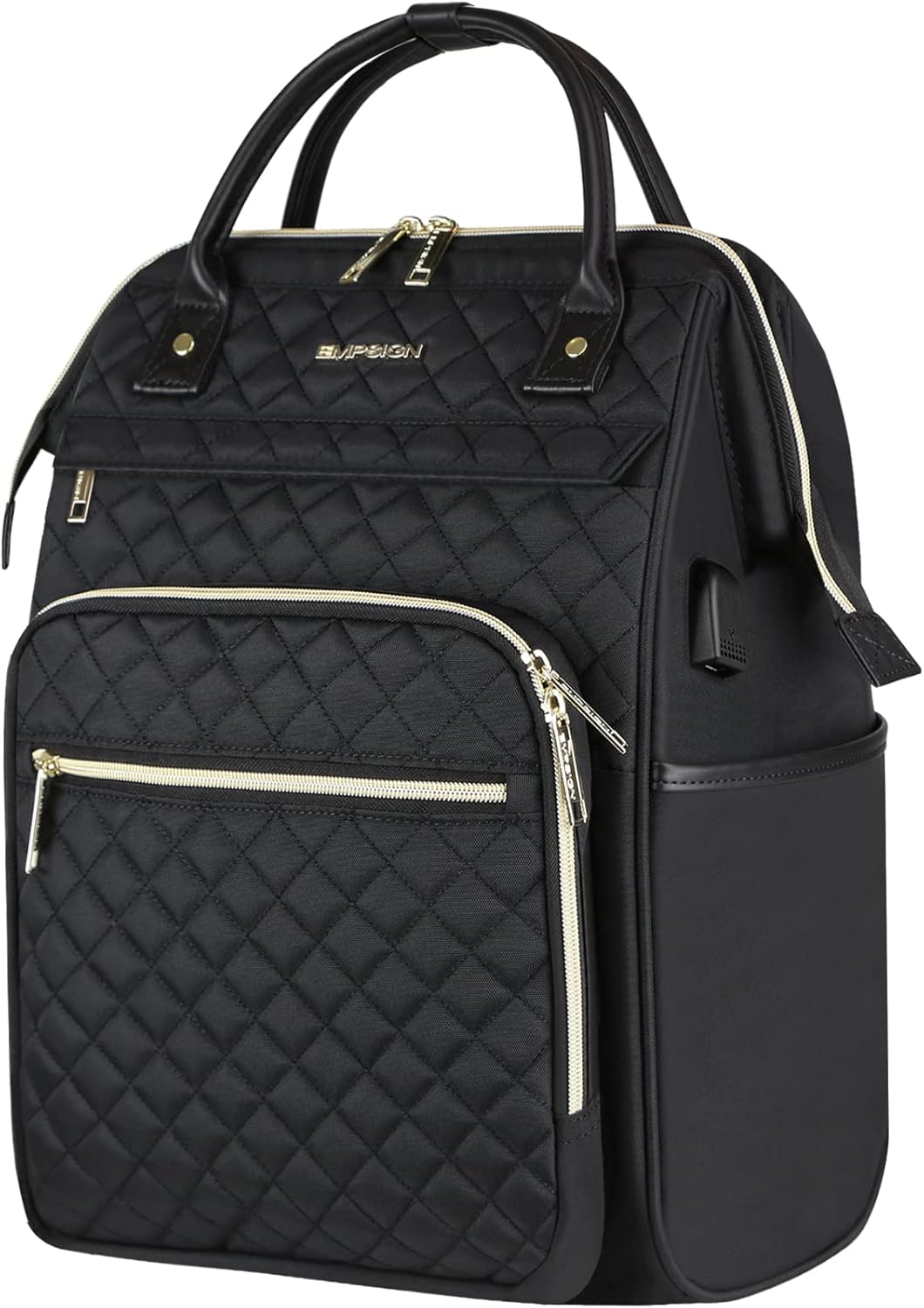 Spacious water-repellent backpack, RFID protected, expandable, perfect for laptops & travel.