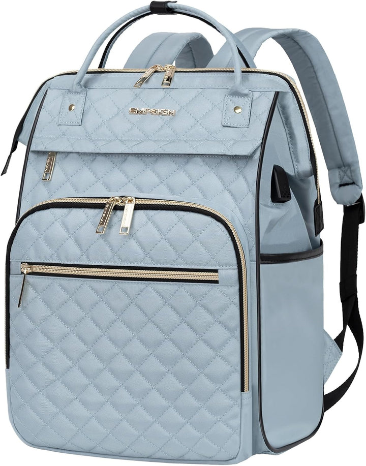 Secure water-repellent expandable laptop backpack for men & women, RFID & USB ready.