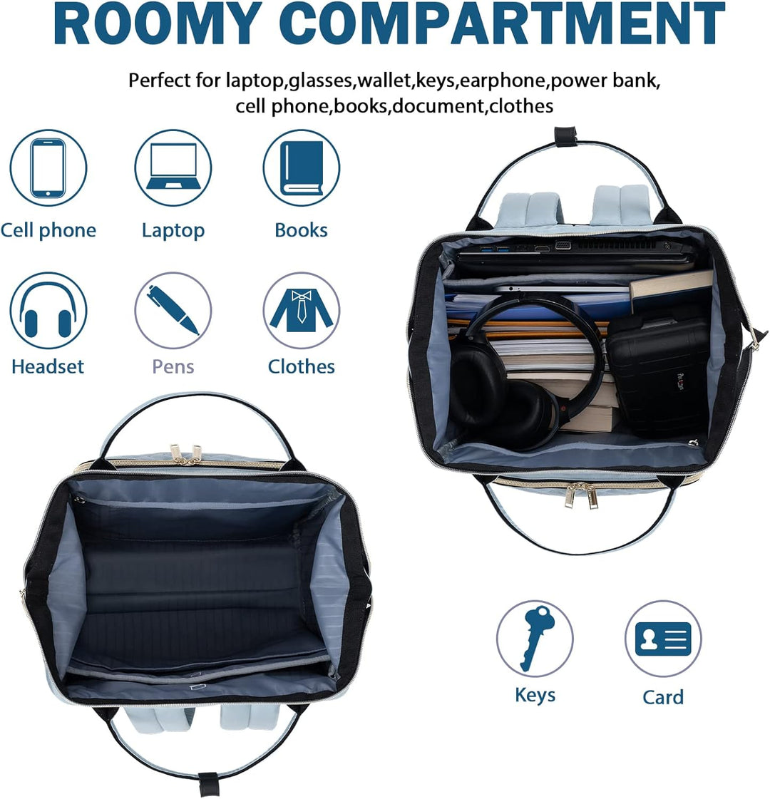 Water-resistant laptop backpack for daily commute, featuring RFID protection.