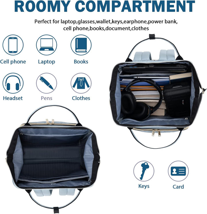 Water-resistant laptop backpack for daily commute, featuring RFID protection.