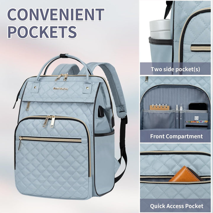 Expandable laptop backpack with advanced RFID protection & water resistance for travel.