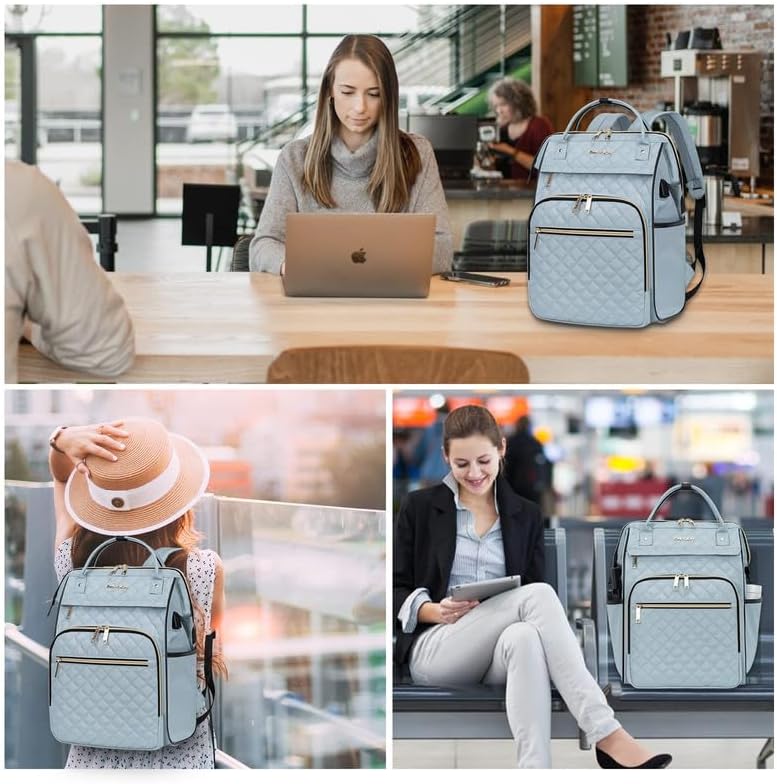 Charge on-the-go with this water-repellent expandable laptop backpack, RFID secure.