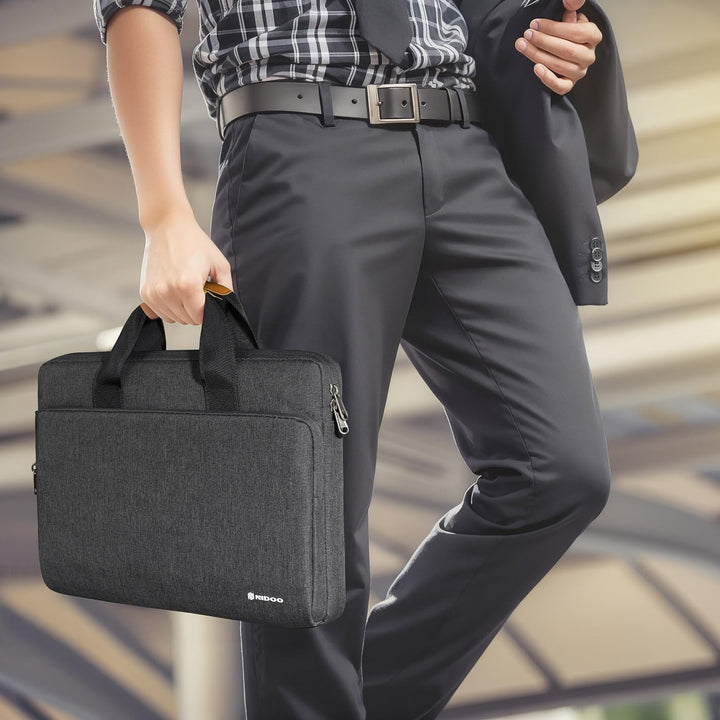 Everyday unisex water-resistant laptop shoulder bag, 360° protection, durable design.