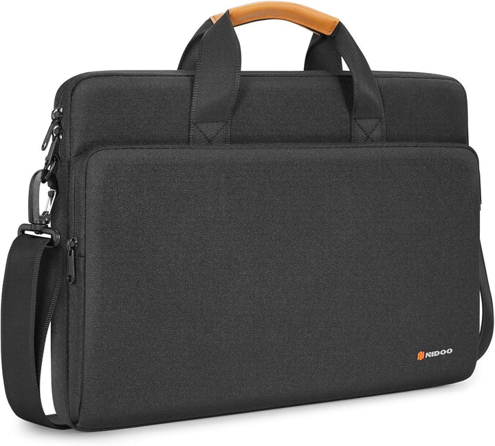 Durable water-resistant laptop case, shoulder bag for tech gadget protection & travel.