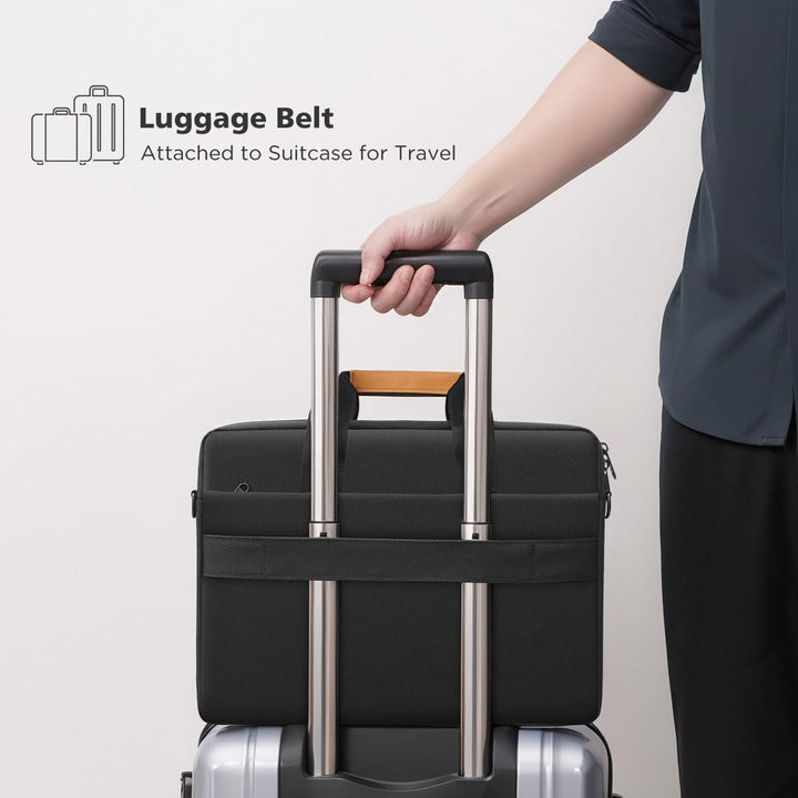 Padded water-resistant laptop shoulder bag, unisex design, 360° all-around protection.