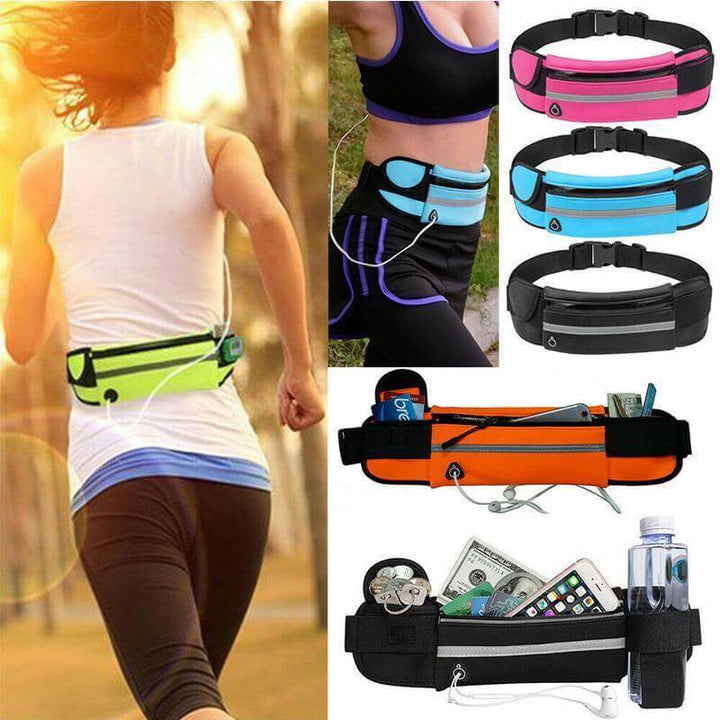 Sleek water-resistant running belt for phone, keys, and essentials during workouts.