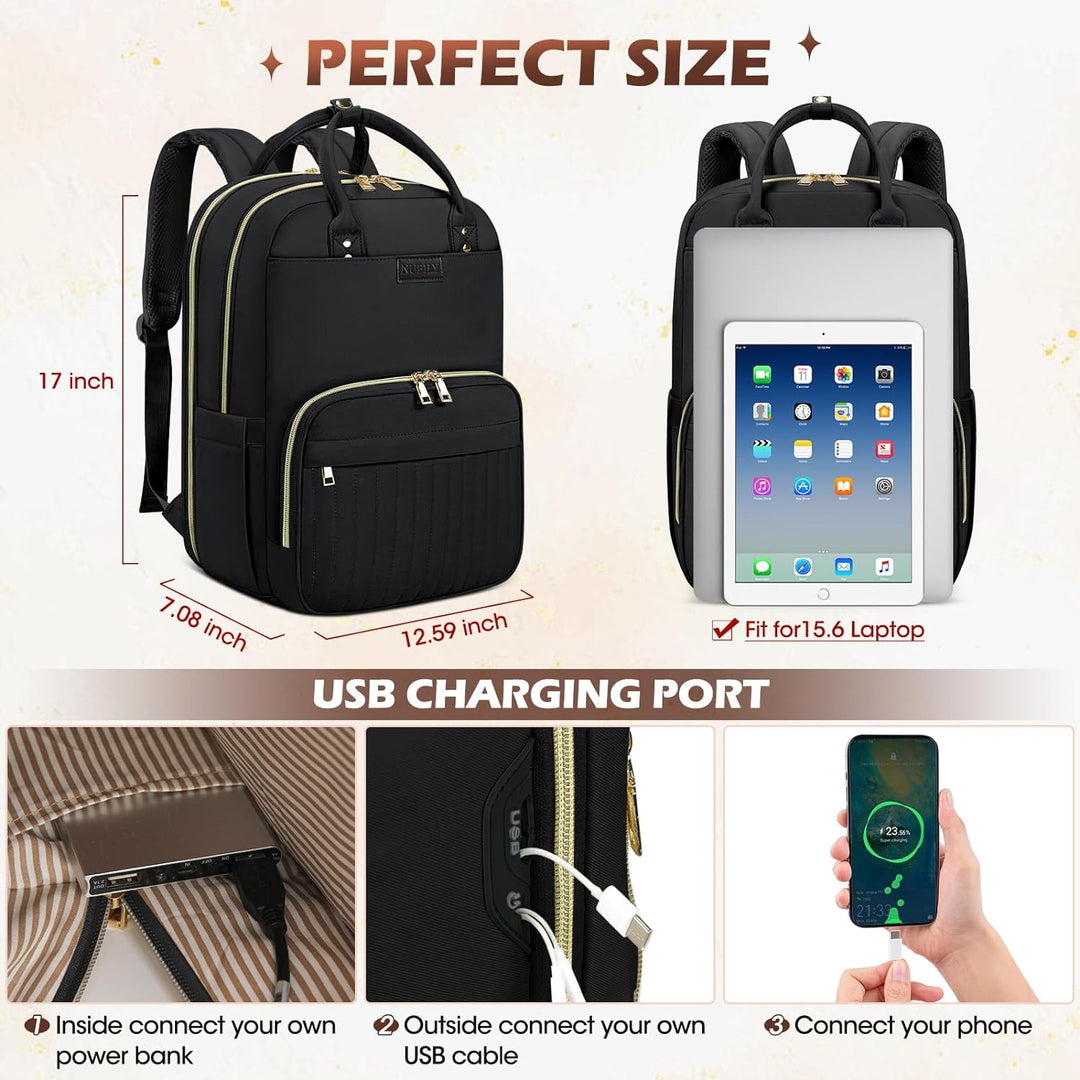 Side view of a durable water-resistant travel laptop backpack, perfect for daily use, school, or business travel.