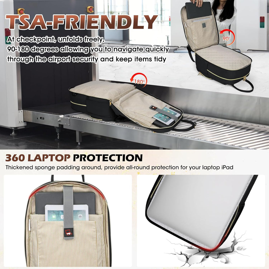 Stylish water-resistant laptop backpack for 15.6-inch devices, perfect for business travel, school, or daily commuting.
