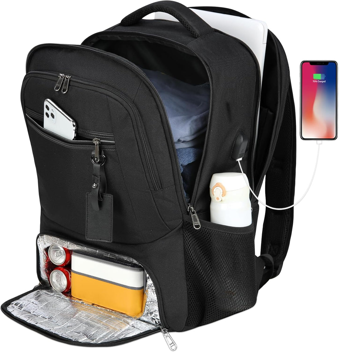 Ergonomic multi-compartment backpack, waterproof, USB port, perfect for organized daily essentials.