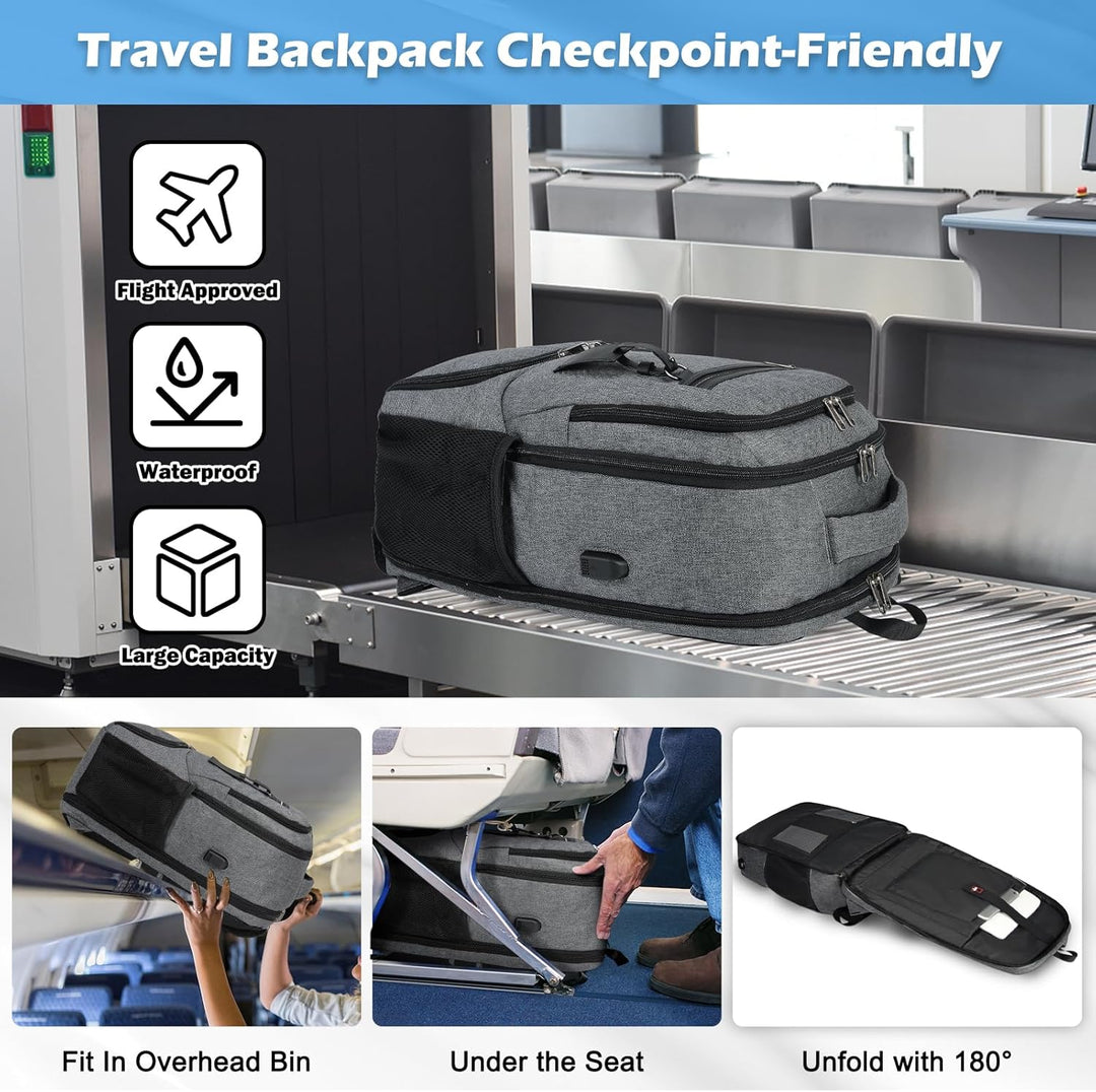 Stylish unisex waterproof backpack with USB port, ideal for students carrying laptop & lunch.