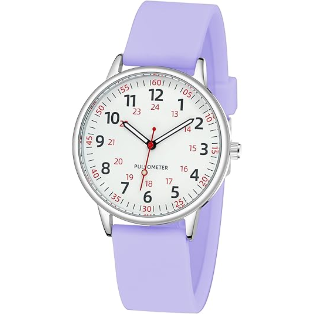Silicone unisex nurse watch, waterproof and shock-resistant, with a clear second hand.