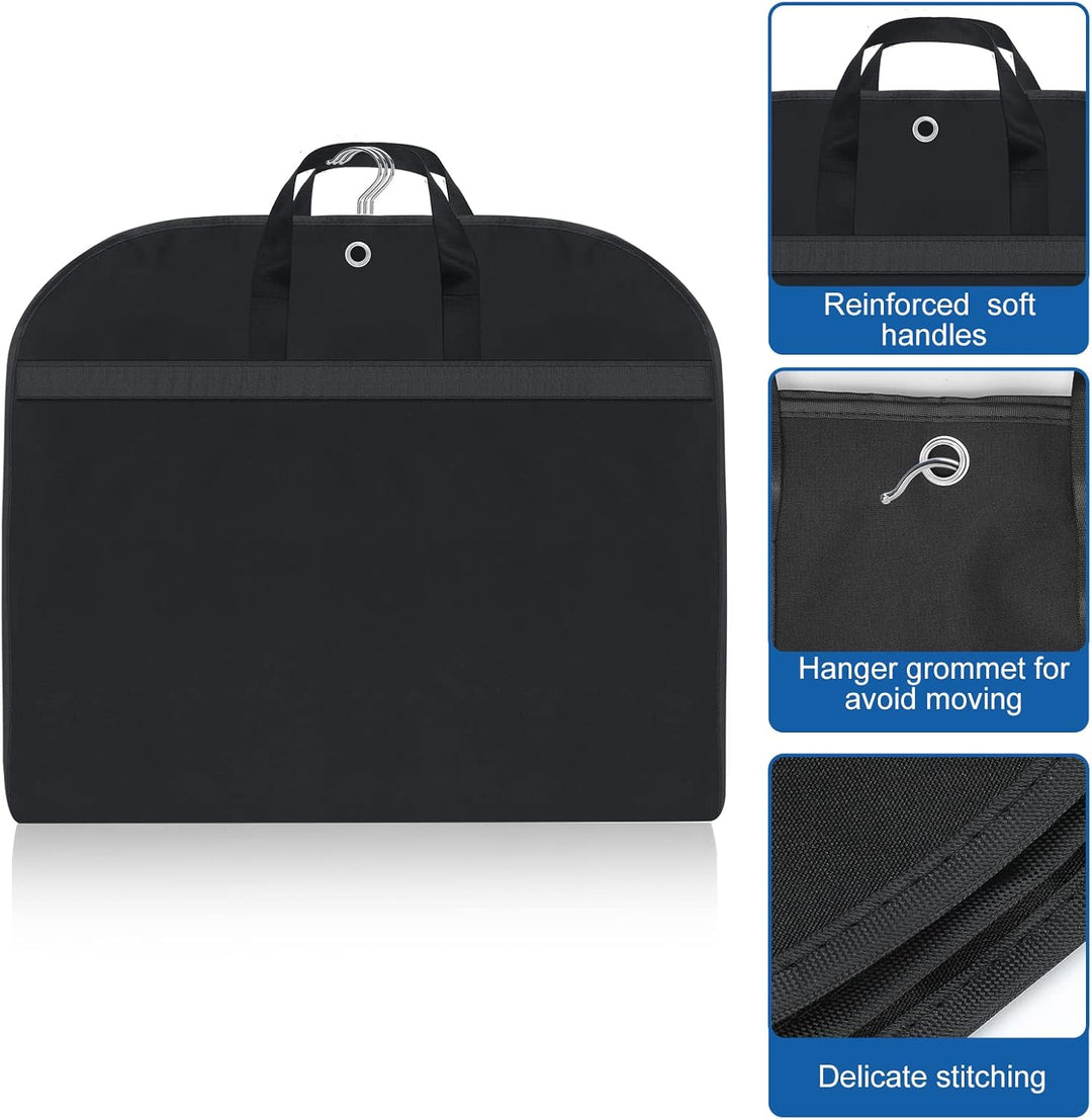 Unisex 2-pack waterproof garment bags for travel & home storage. Durable oxford suit covers with gusset & secure pockets.
