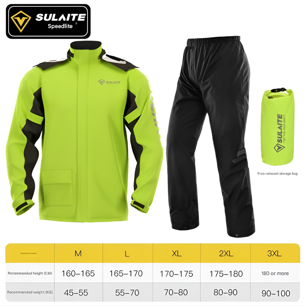 Unisex waterproof rain suit for full body outdoor protection. Ideal for hiking, camping, and work in wet weather.
