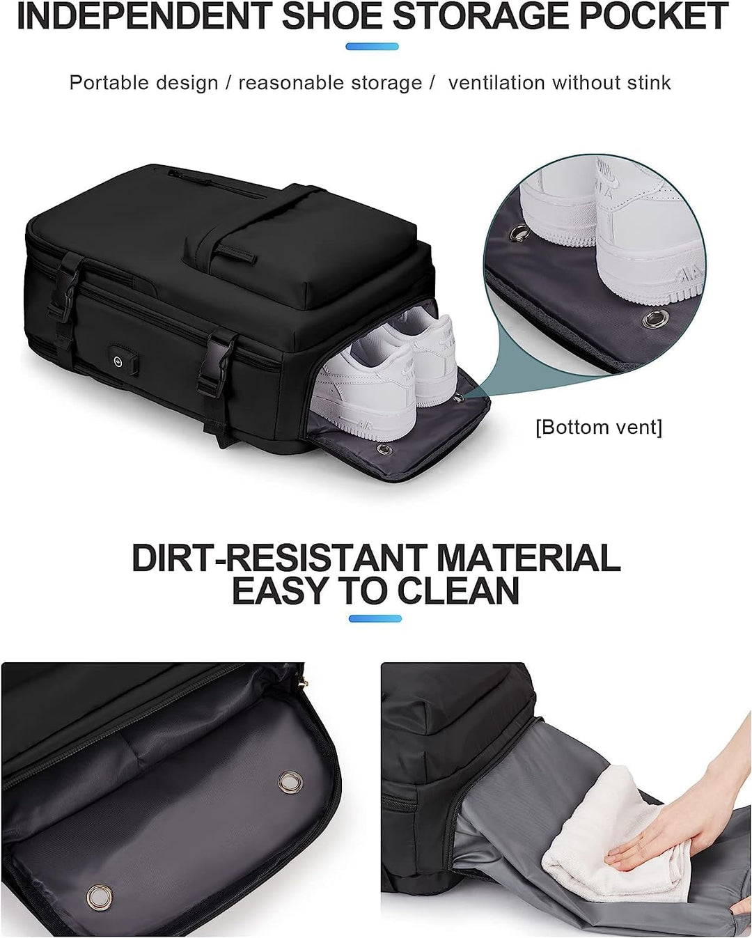 Daily waterproof backpack with integrated USB port & secure 14" laptop pocket. Great for tech users.