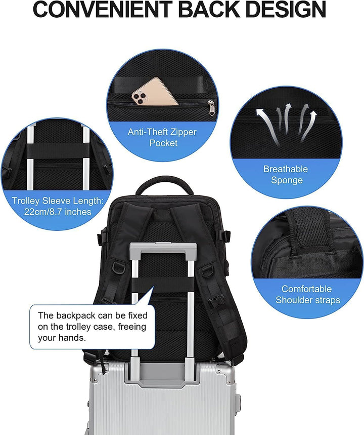 Organized weekend travel bag: waterproof, anti-theft, shoe compartment, and USB charging for devices.
