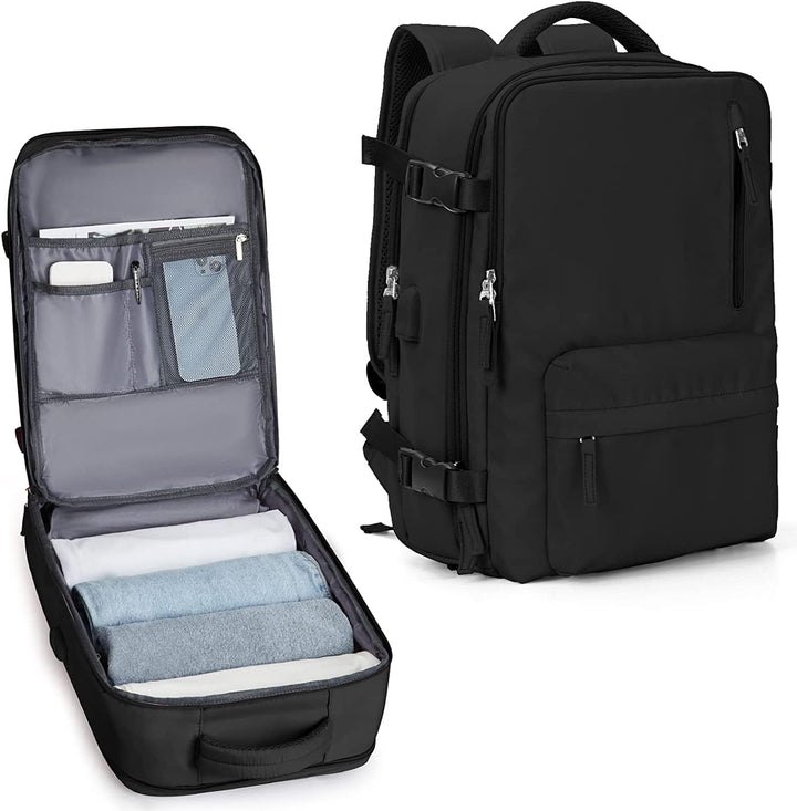 Anti-theft waterproof travel bag for weekend trips. Features a hidden pocket & USB port for charging.