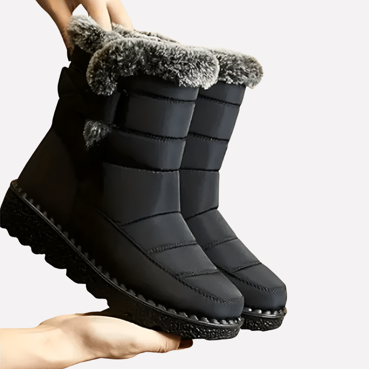 Stylish unisex waterproof snow boots with non-slip sole, perfect for winter fashion & outdoor activities. Ultimate warmth.