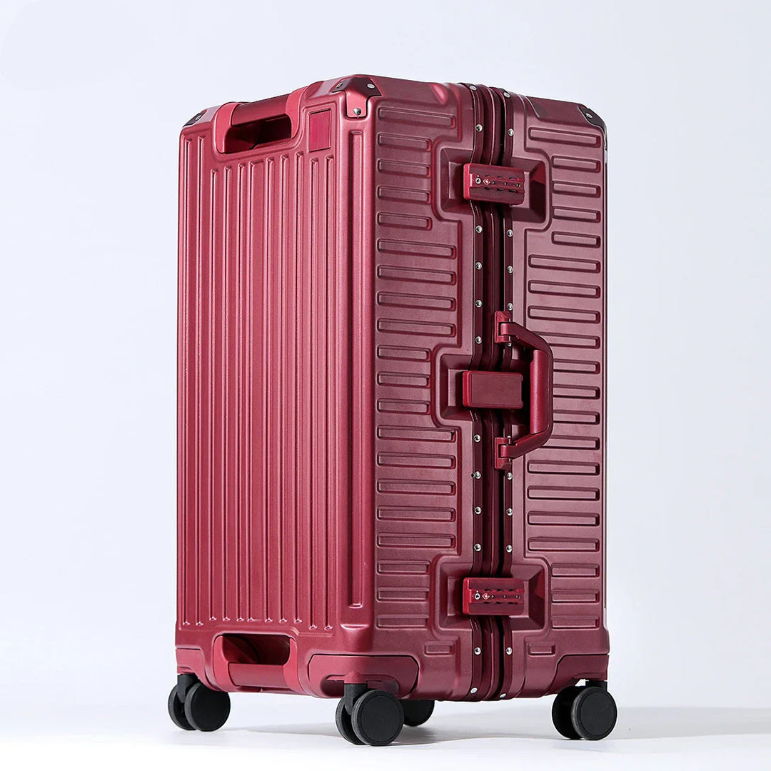 Unisex wide grip hard shell suitcase with smooth spinner wheels for easy, durable travel.