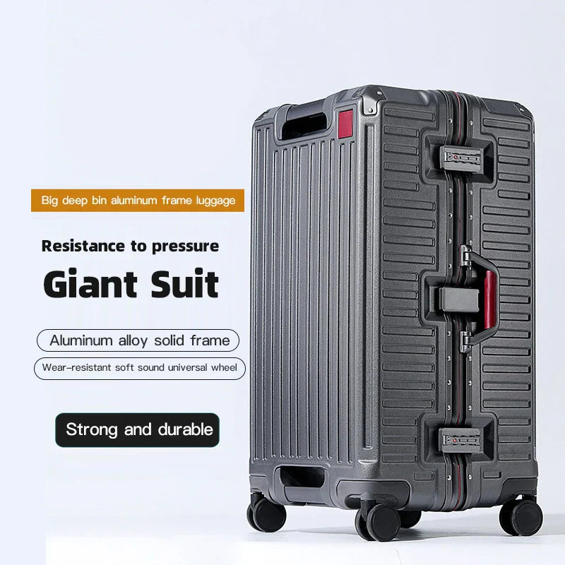 Durable hard shell suitcase featuring wide grip handle, smooth spinner wheels, and secure TSA lock. Perfect for travel.