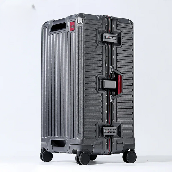 Premium wide grip hard shell suitcase, featuring durable construction, smooth spinner wheels, and integrated TSA security.