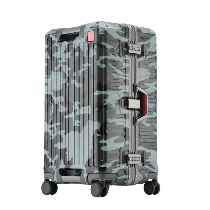 Unisex wide grip hard shell suitcase with spinner wheels, durable travel luggage.
