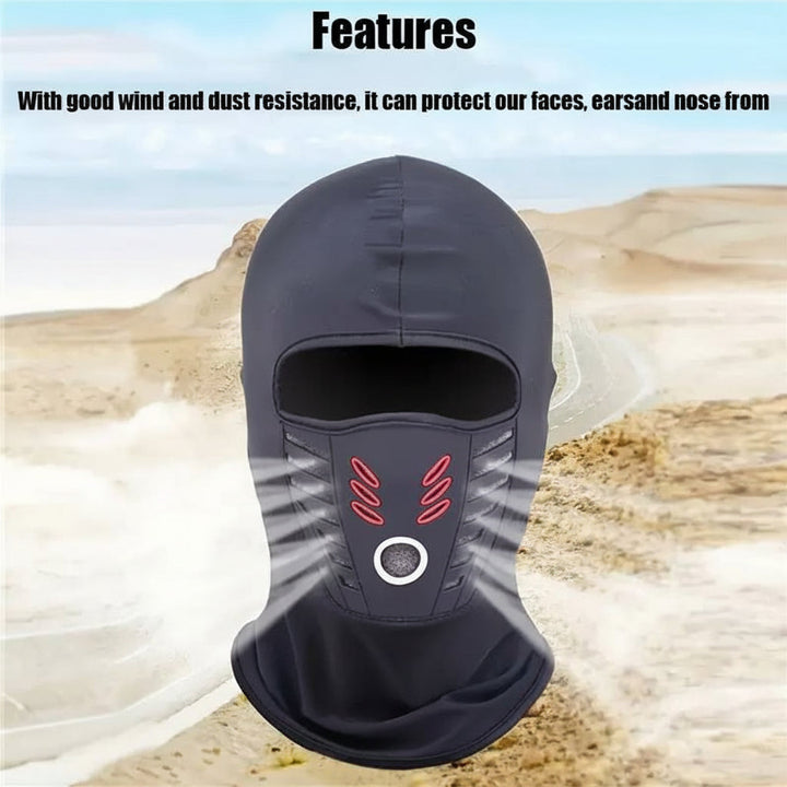 Black unisex thermal balaclava face mask, engineered for windproof cold weather protection.