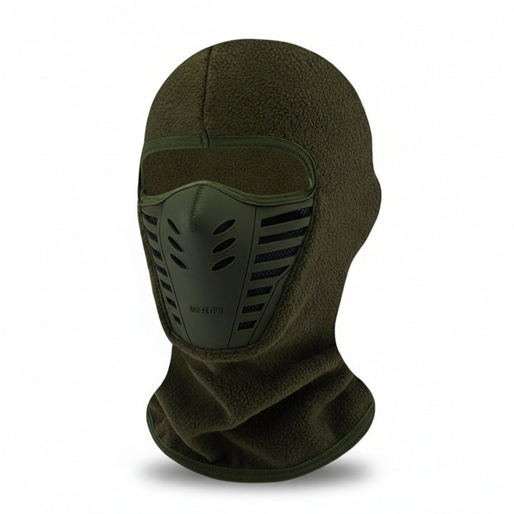 Fleece-lined, windproof winter balaclava face mask for skiing, cycling, and hiking.