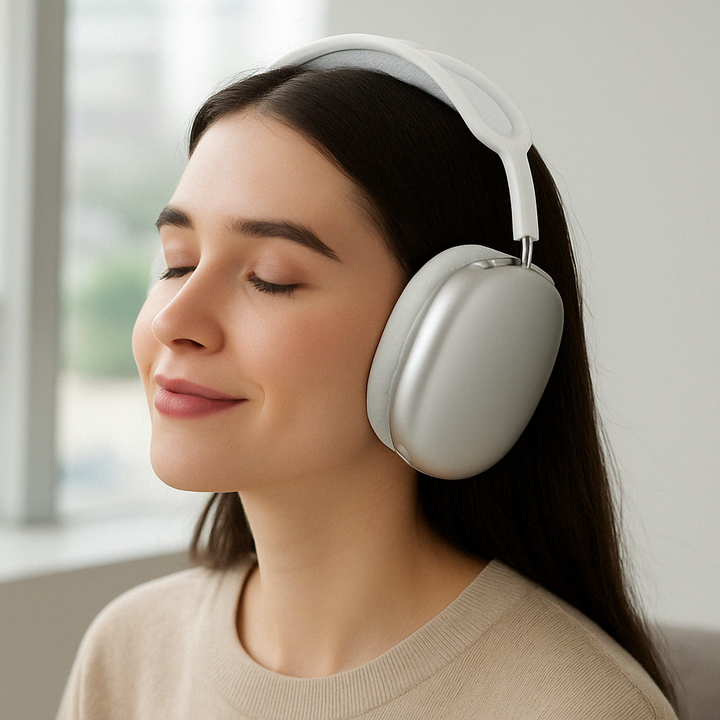 Portable wireless noise cancelling headphones, perfect tech accessory for travel.