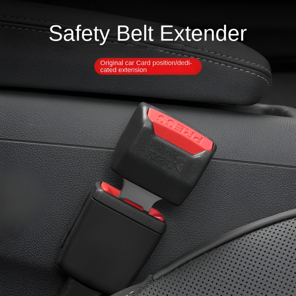 Universal black car seat belt extender 2-pack for enhanced safety & comfort in any vehicle.