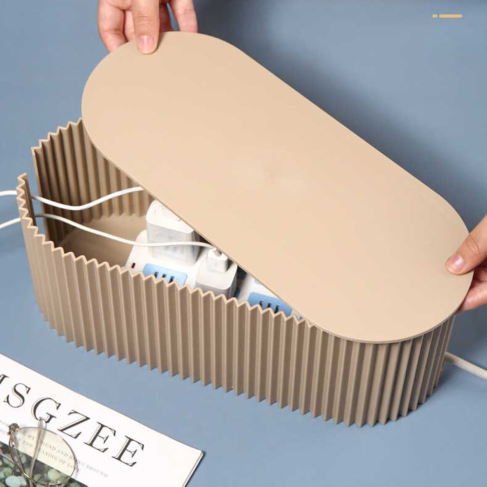 Charger storage organizer set (2-pack) for home office. Perfect for keeping phone, laptop chargers tidy & accessible.