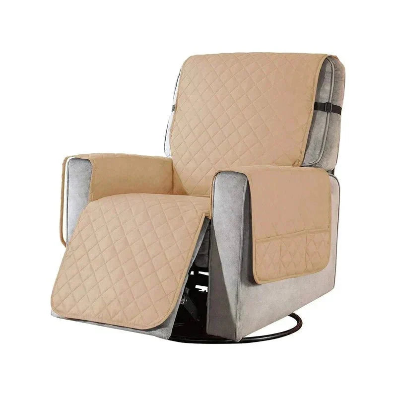 Modern design stretch slipcover, enhancing living room decor and comfort.