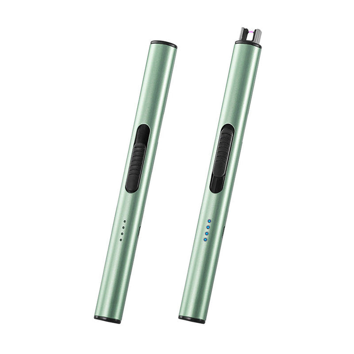 "USB rechargeable electric lighter, sleek and compact design, ideal for lighting candles and grills, windproof function."