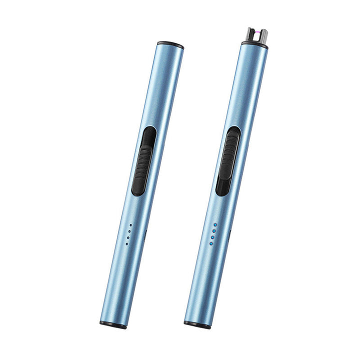 "USB rechargeable electric lighter, sleek and compact design, ideal for lighting candles and grills, windproof function."