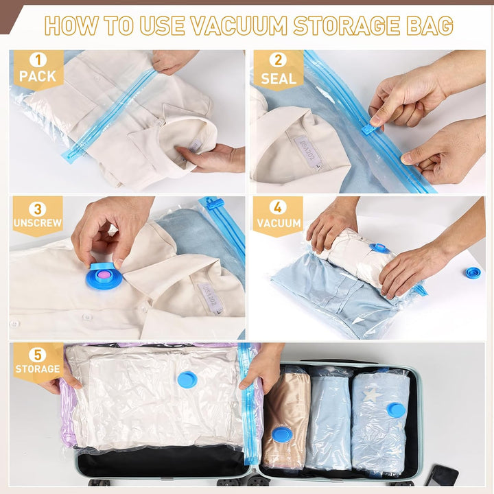 Moving supplies: Multi-size vacuum bags with pump to save truck space.